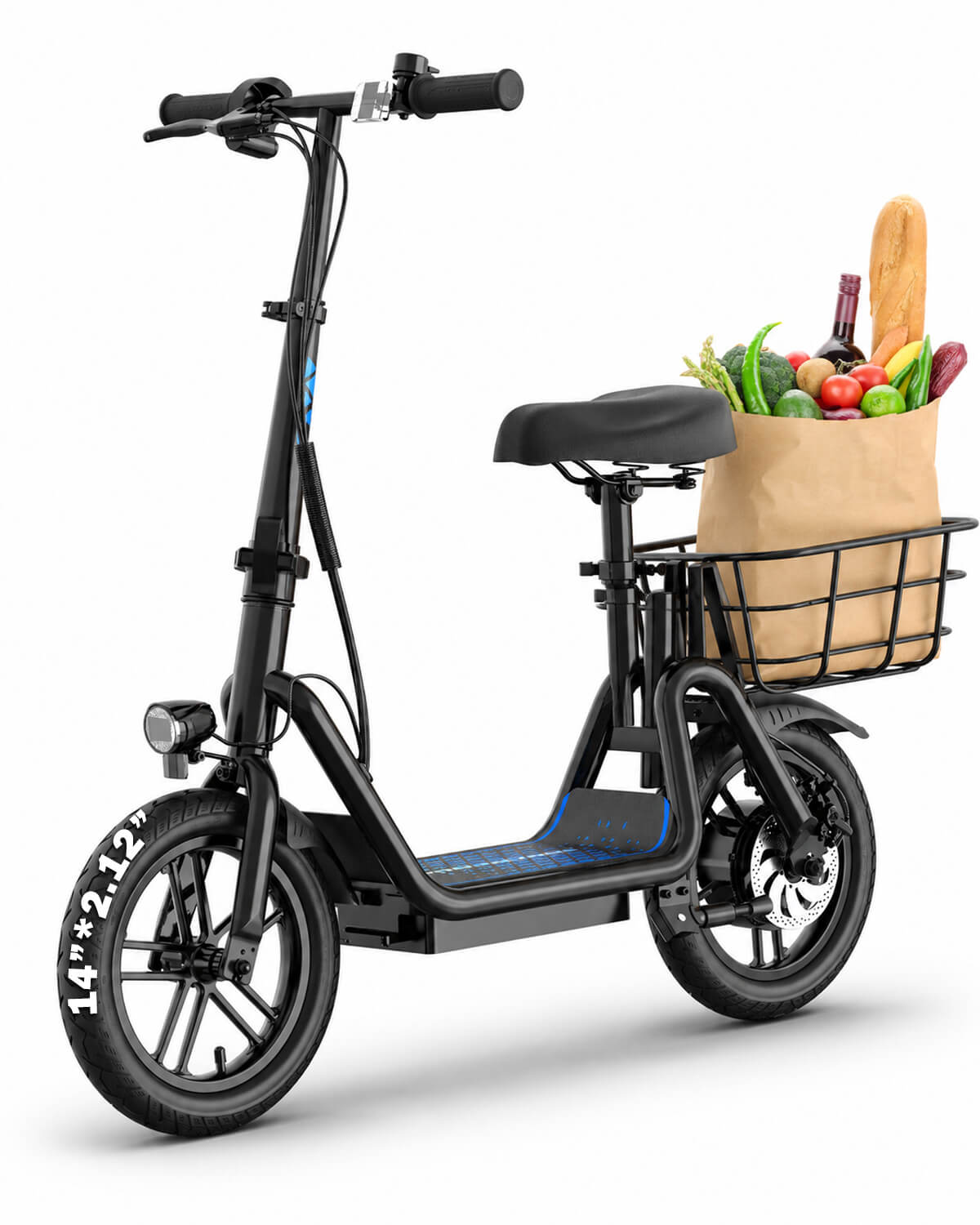 Electric Scooter with Seat Adults 20 Miles 450W Foldable Commuter 14" Tires