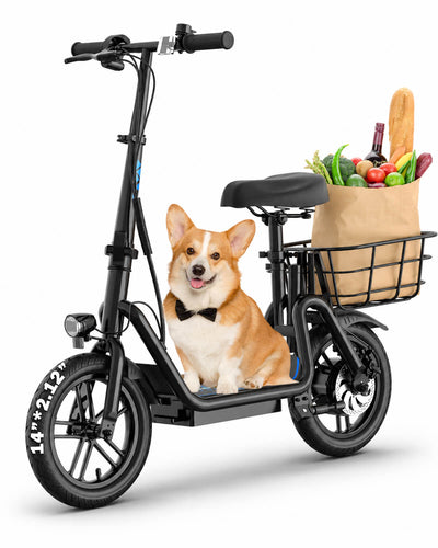 Electric Scooter with Seat Adults 20 Miles 450W Foldable Commuter 14" Tires