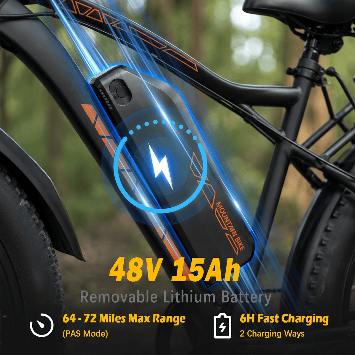 Electric Bike for Adults, 750W Motor, 48V 15Ah Battery, 26'' Fat Tire