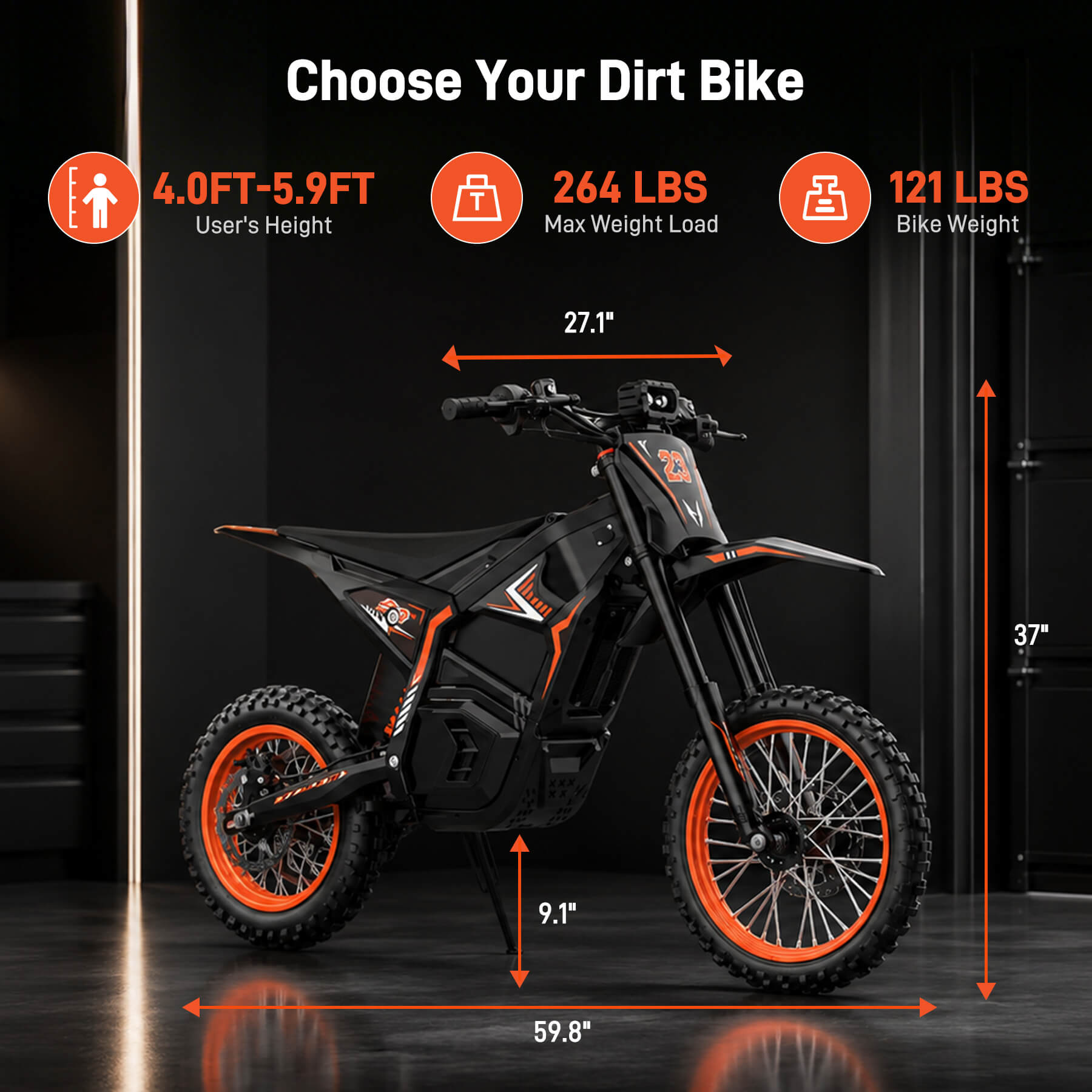 EM04 Off-Road Electric Mini Dirt Bike for Teens & Adults