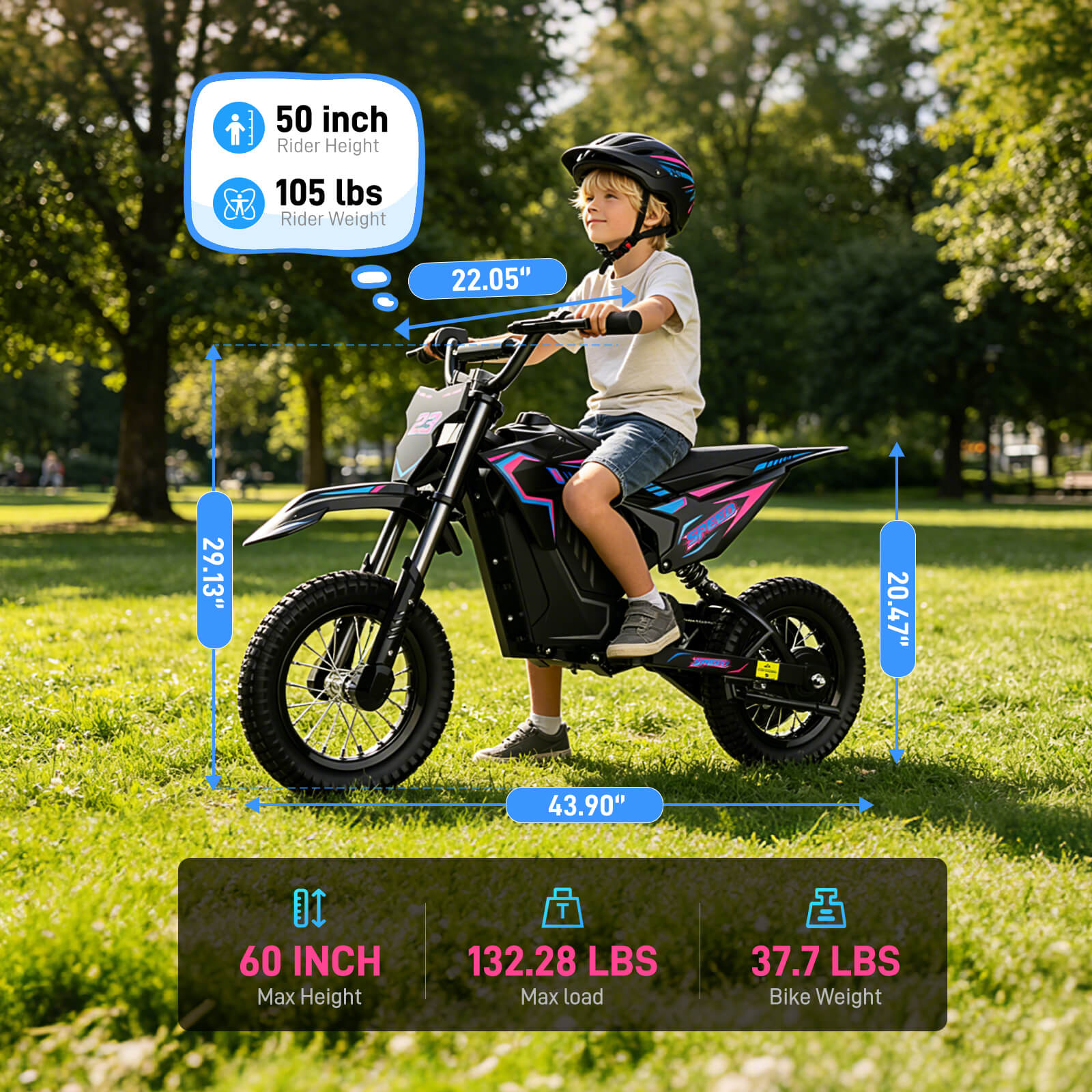 KM01 Electric Dirt Bike for Kids Ages 6-12